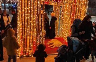 Sevimli köpek, yılbaşı süslemelerinin maskotu...