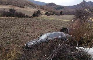 Tarlaya uçan otomobildeki 1 kişi yaralandı