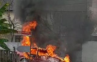 Tüp patladı, otomobil alev topuna döndü