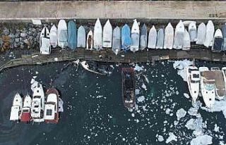 Caddebostan yat limanında yanan tekneler havadan...