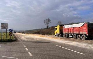 Kamyonun kapağı açıldı, yol mısırla kaplandı