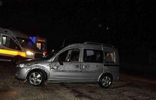 Kayganlaşan yolda kontrolden çıkan hafif ticari...