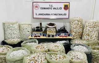 Osmaniye’de kaçak sigara üretimi yapan şahıs...