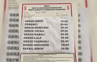 Sinop-Gerze dolmuş tarifesine 5 TL zam
