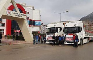 Amasya Üniversitesi’nden deprem bölgesine 2 tır...