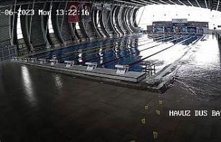 Deprem anında havuz taştı, o anlar kamerada