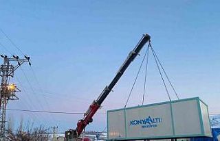 Deprem bölgesine konteyner desteği