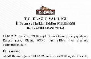 Elazığ Valiliği’nden OHAL açıklaması