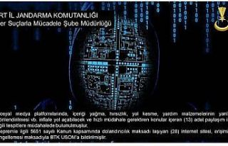 Jandarma 13 sosyal medya paylaşımına müdahalede...