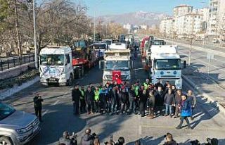 Kayseri’de belediyelerin deprem bölgesine yardımları...