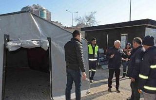 Lapseki Belediyesi deprem bölgesine deprem çadırı,...