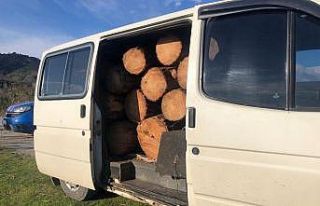 Ormanlık alandan aldığı ağaç parçalarını...