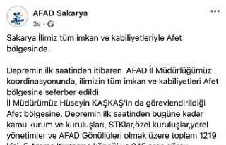Sakarya’dan bin 219 kişi felaket bölgesinde görev...