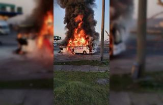 Silivri’de yolcu otobüsü alev alev yandı
