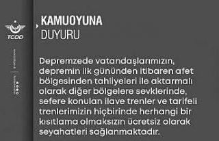 TCDD depremzedelerin tahliyesini ücretsiz yapacak
