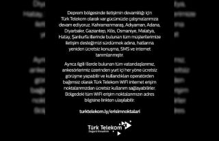 Türk Telekom’dan deprem bölgelerindeki ücretsiz...