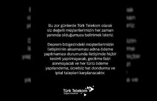 Türk Telekom’dan deprem bölgesindeki faturalara...