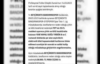 Bandırmaspor’a kötü tezahürat cezası