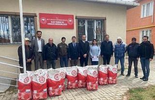 Beylikova çiftçisine ayçiçeği tohum desteği