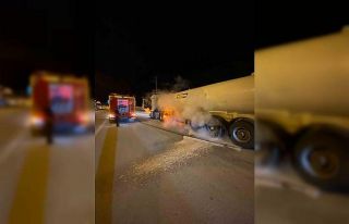 Burdur’da seyir halindeki tankerde yangın