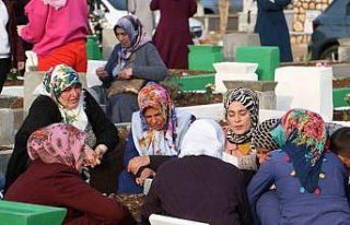 Depremde hayatını kaybedenlerin yakınları mezarlıktan...