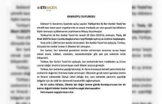 Eti Maden: “Bor Karbür Tesisinde üretim yok iddiası...