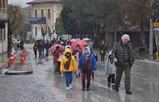 Müze gezme aşkına sağanak yağmuru umursamadılar