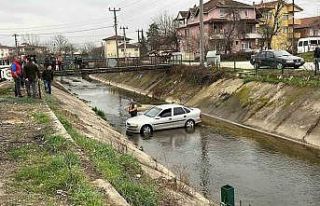 Park halindeki otomobil dereye uçtu