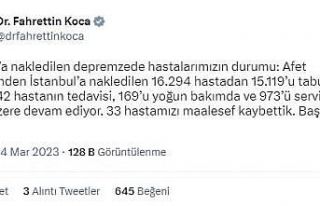 Sağlık Bakanı Koca: “Afet şehirlerinden İstanbul’a...