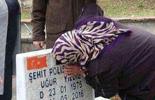 Şehit annesi, oğlunu kabrindeki fotoğrafını öperek...