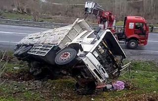Siirt’te kamyon devrildi: 1 yaralı