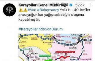 Van-Bahçesaray yolu ulaşıma kapatıldı
