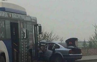 (Düzeltme) Başkent’te halk otobüsü ile otomobil...