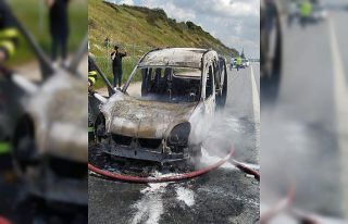 Hafif ticari araç alev alev yandı