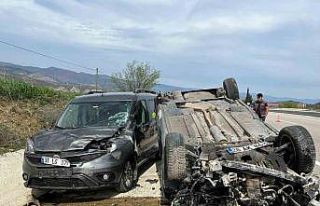 Köpeğe çarpmamak için sürücüsünün manevra...