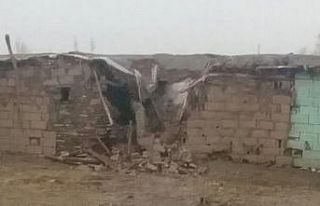 Köye yıldırım düştü: Ahır yıkıldı, bir...