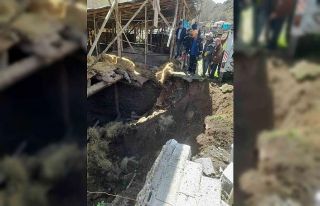 Tortum’da ahır çöktü