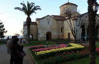 Trabzon’daki Ayasofya Camii lalelerle başka güzel