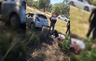 Yoldan çıkıp ormanlık alana uçan otomobil sürücüsü...