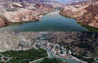 Yusufeli ilçe merkezi tamamen baraj suları altında...