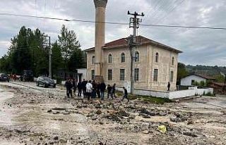 Bozüyük’te sel nedeniyle bazı evleri su bastı,...