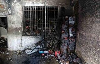 Depoda çıkan yangın saniye saniye telefon kamerasına...