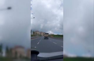 İstanbul’da hafriyat kamyonunun tehlikeli yolculuğu...