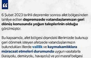 Kendi illerine dönmek isteyen depremzedelerin yol...