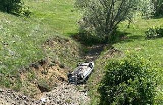 Otomobil dere yatağına uçtu: 1 yaralı