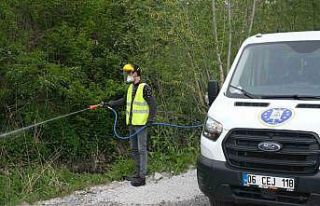 Şehrin farklı noktalarında ilaçlama faaliyetleri
