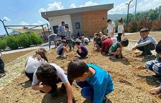 Selçuklu’da çocuklar fideleri toprakla buluşturuyor