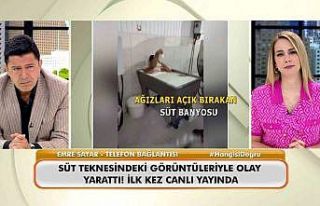 Süt banyosu yapan işçi canlı yayında açıklama...