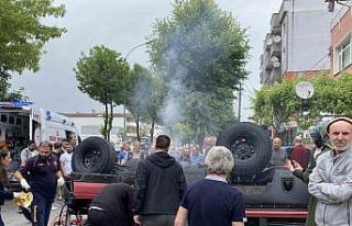 Takla atan off-road aracını görenler bölgeye koştu