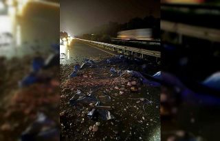 Tır köprüye çarptı, 8 araç hasar gördü